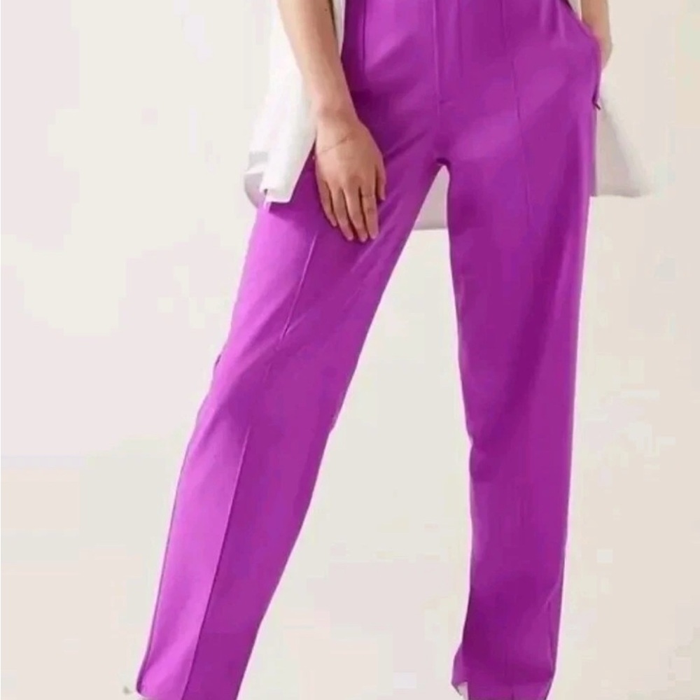 Athleta Brooklyn Heights High rise Women’s 4 Petite Purple Fusia straight leg